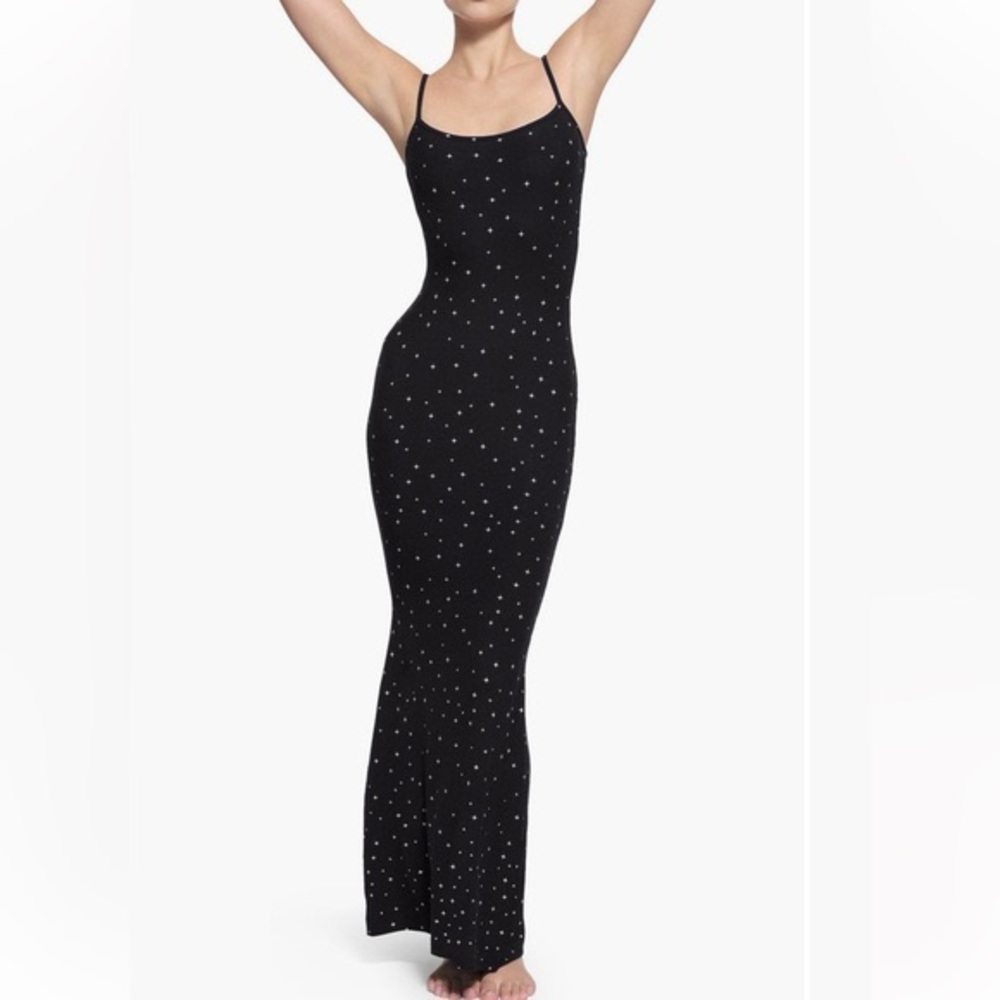 NWT Rare Skims Ribbed Soft Lounge Long Slip Dress